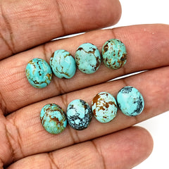 Kingman Turquoise Oval Cabochons | Blue Gemstone For Jewelry Making - 8 Pieces