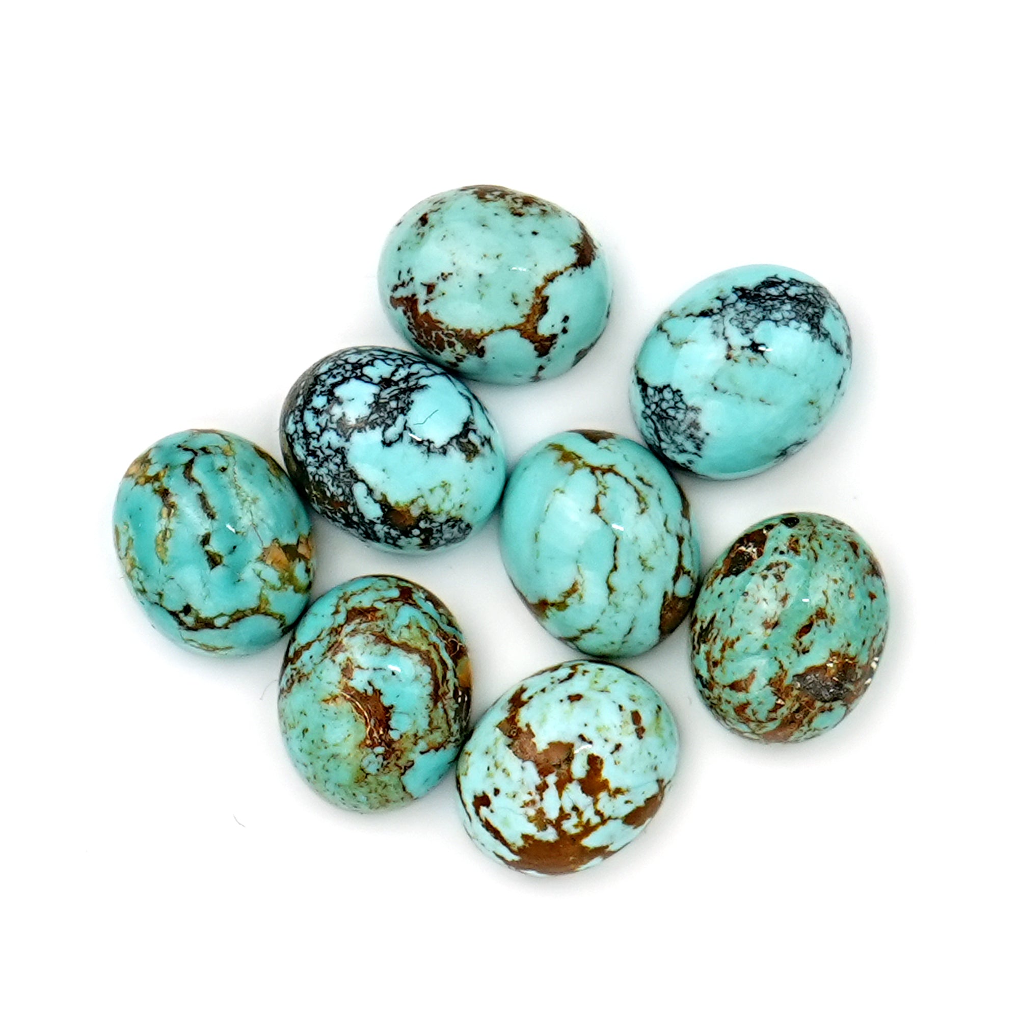 Kingman Turquoise Oval Cabochons | Blue Gemstone For Jewelry Making - 8 Pieces