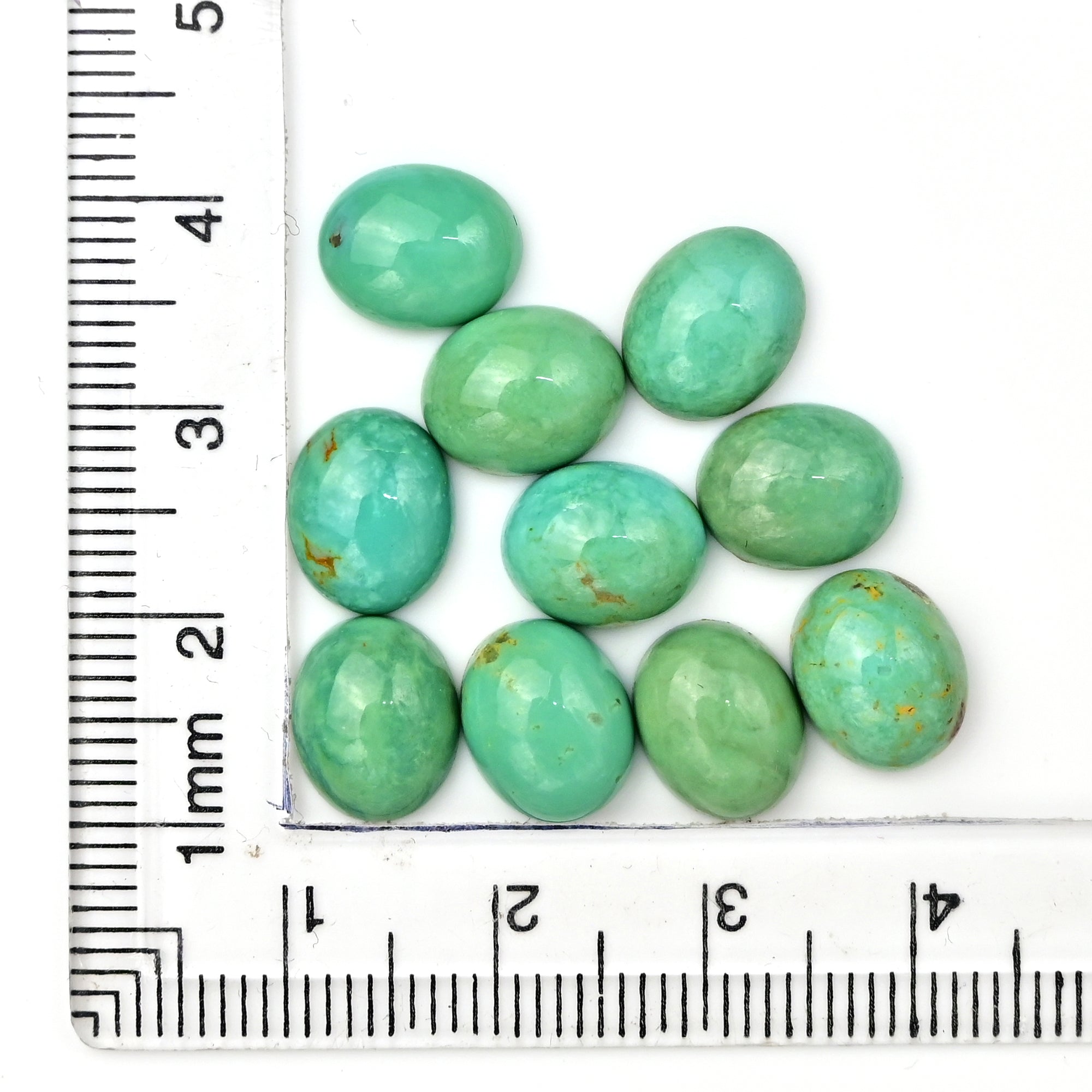 Kingman Turquoise Oval Cabochons | Blue Green Gemstone For Jewelry Making - 10 Pieces