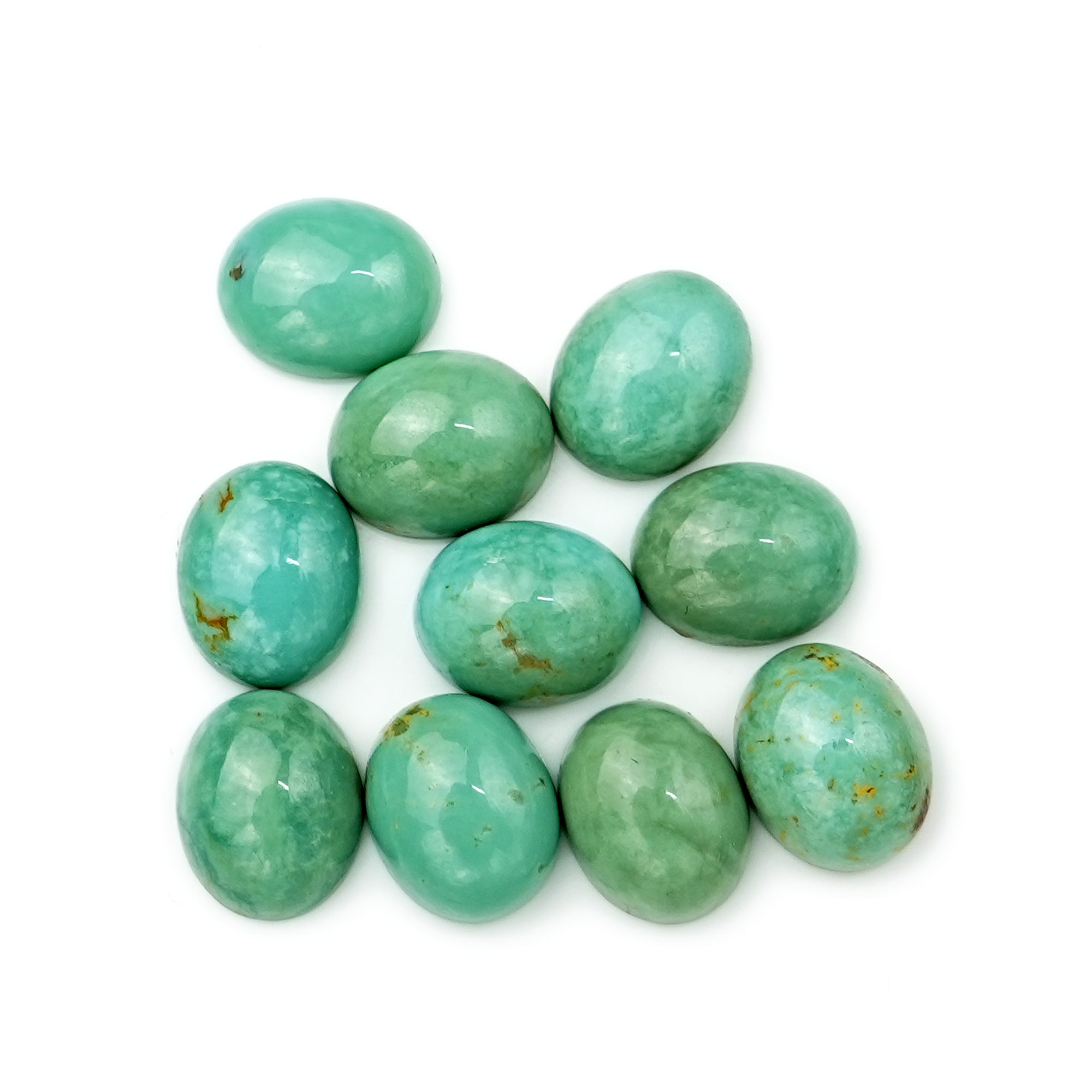 Kingman Turquoise Oval Cabochons | Blue Green Gemstone For Jewelry Making - 10 Pieces