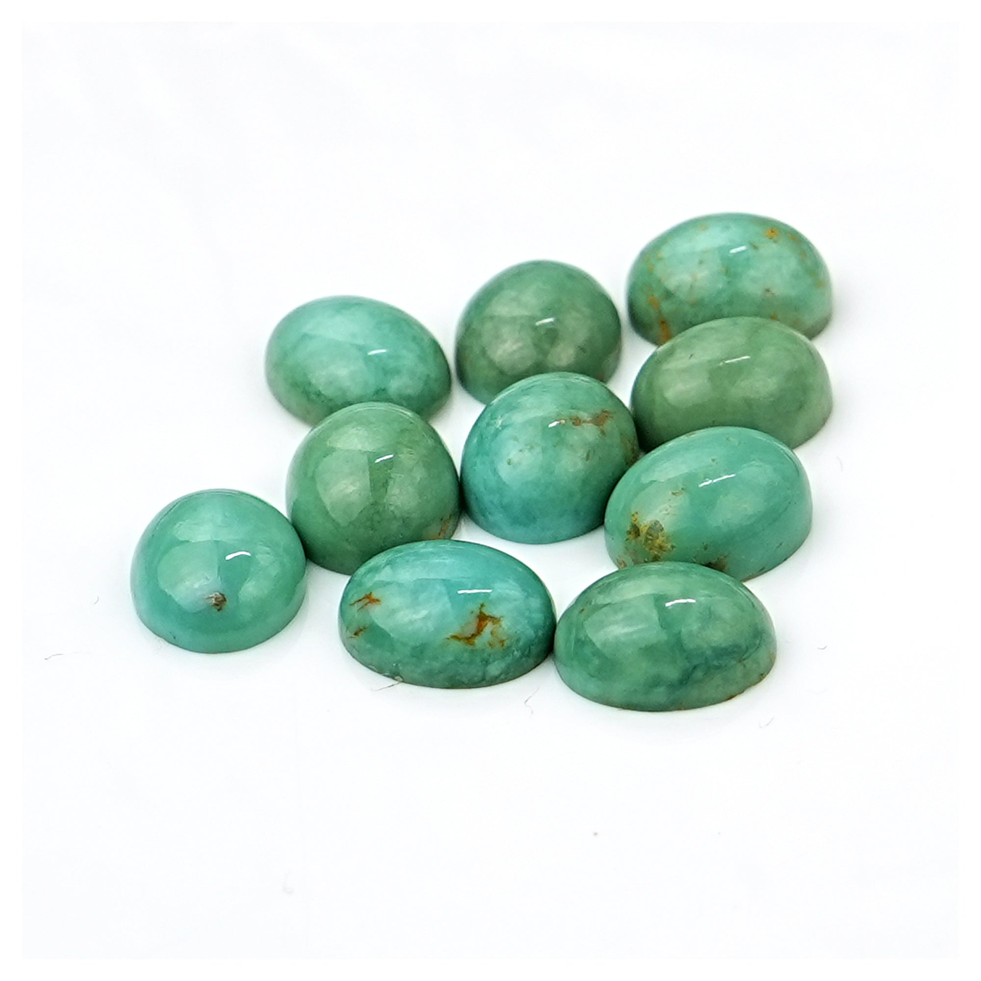 Kingman Turquoise Oval Cabochons | Blue Green Gemstone For Jewelry Making - 10 Pieces