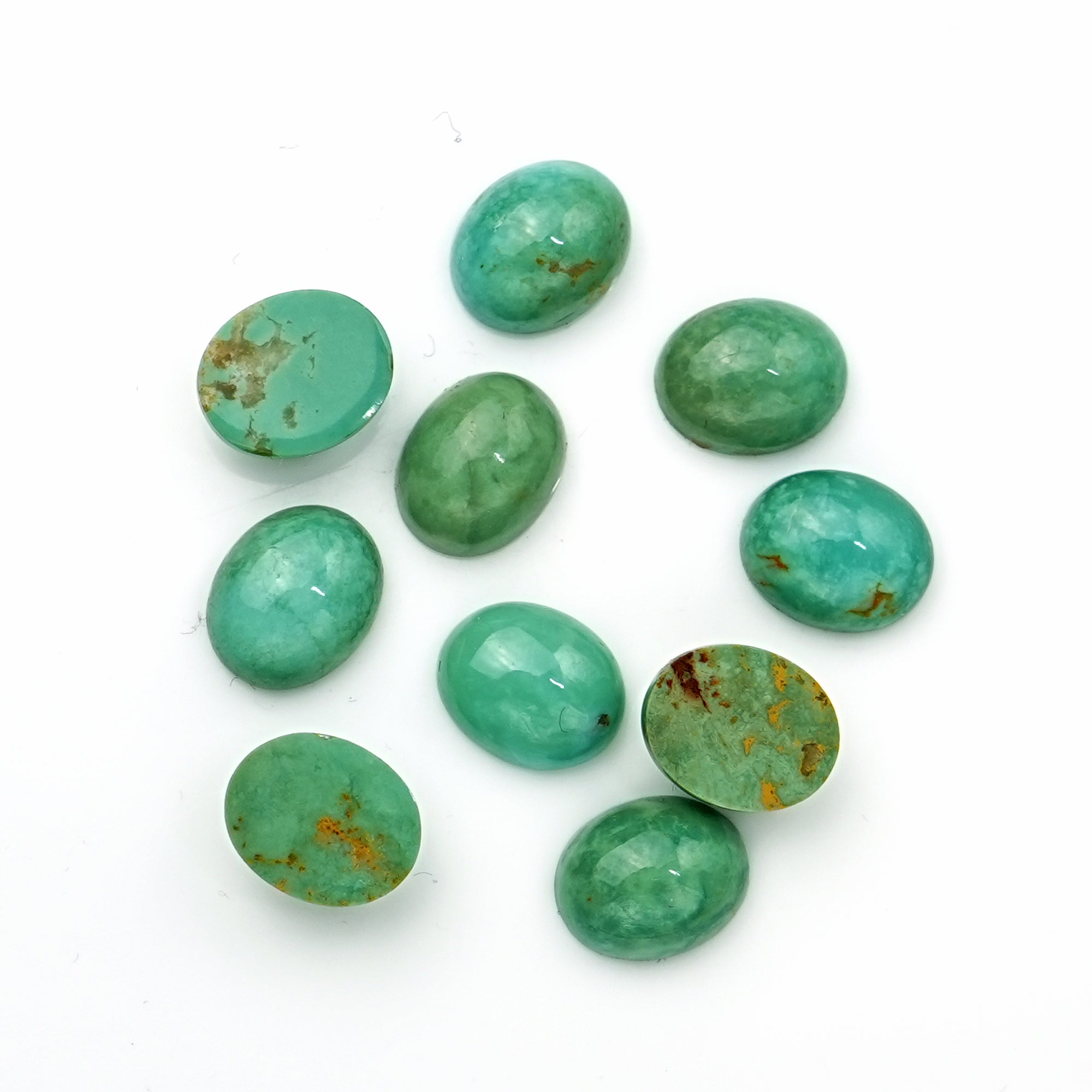 Kingman Turquoise Oval Cabochons | Blue Green Gemstone For Jewelry Making - 10 Pieces