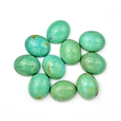 Kingman Turquoise Oval Cabochons | Blue Green Gemstone For Jewelry Making - 10 Pieces