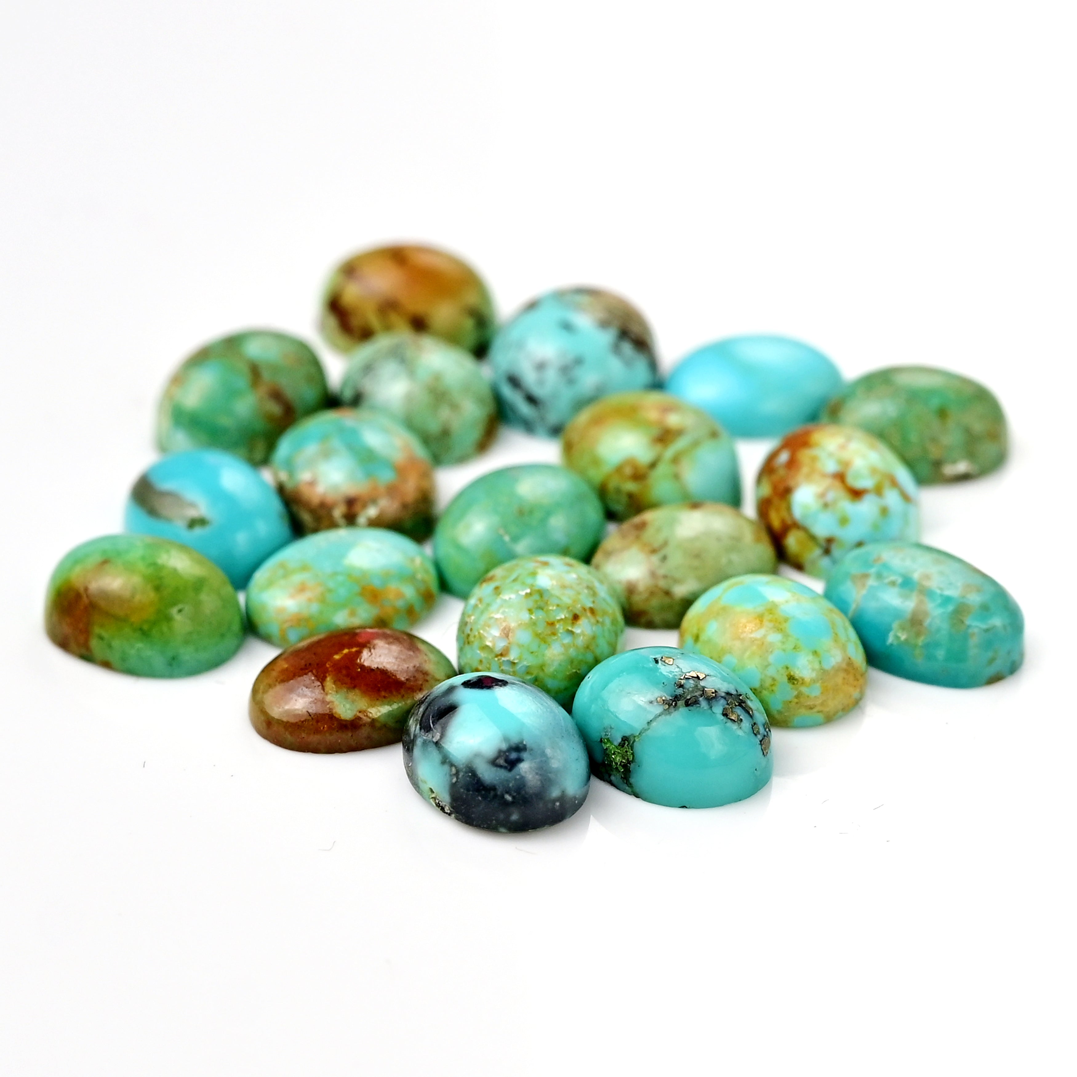 Kingman Turquoise Oval Cabochons | Blue Green Gemstone For Jewelry Making - 20 Pieces