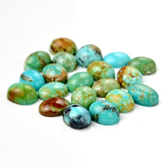 Kingman Turquoise Oval Cabochons | Blue Green Gemstone For Jewelry Making - 20 Pieces