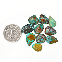 Tibetan Turquoise Rose Cut Cabochons | Freeform Blue Gemstones for Jewelry - 10 Pieces