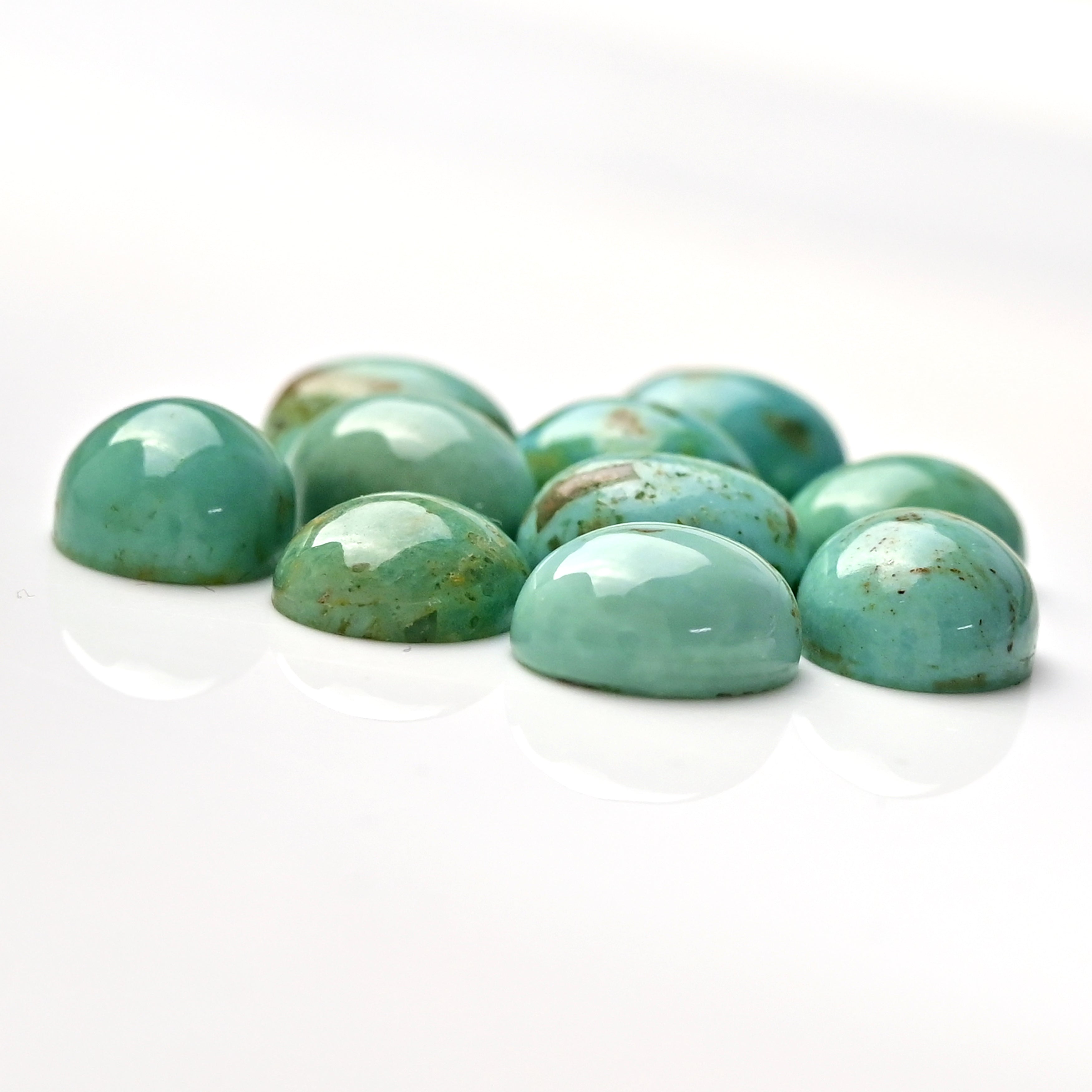 Kingman Turquoise Oval Cabochons | Blue Green Gemstone For Jewelry Making - 10 Pieces