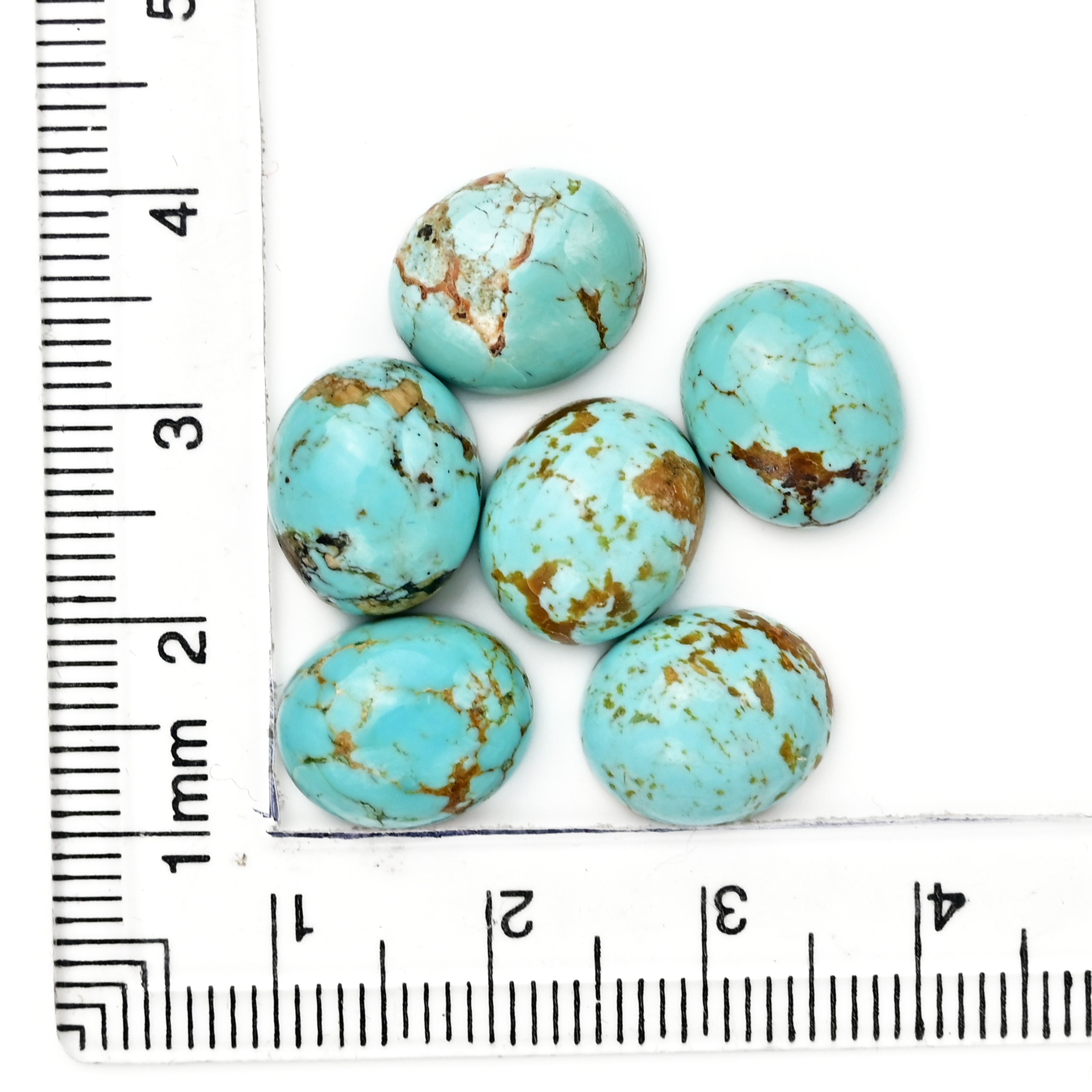 Kingman Turquoise Oval Cabochons | Blue Gemstone For Jewelry Making - 6 Pieces