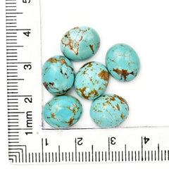 Kingman Turquoise Oval Cabochons | Blue Gemstone For Jewelry Making - 6 Pieces