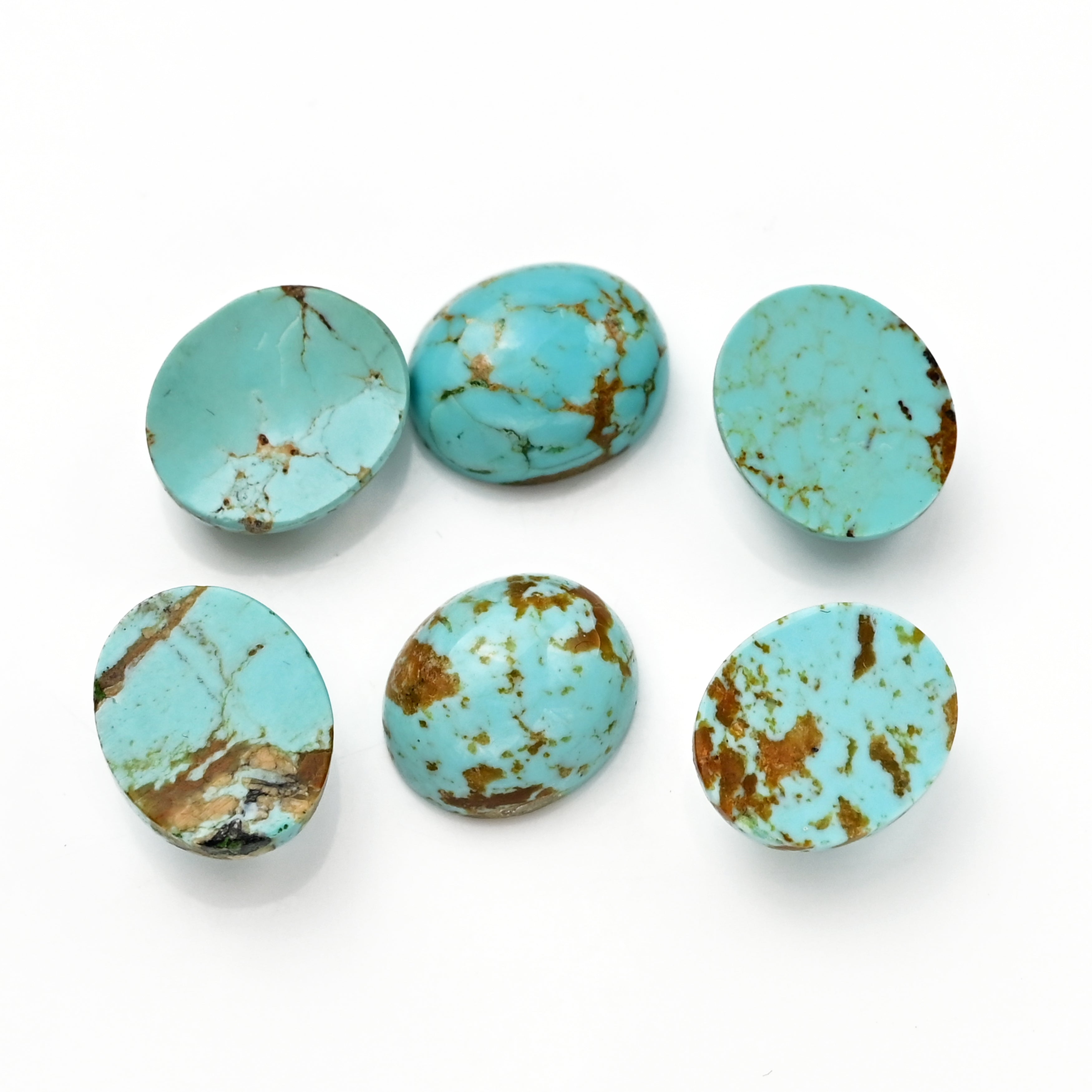 Kingman Turquoise Oval Cabochons | Blue Gemstone For Jewelry Making - 6 Pieces