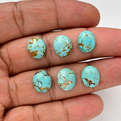 Kingman Turquoise Oval Cabochons | Blue Gemstone For Jewelry Making - 6 Pieces