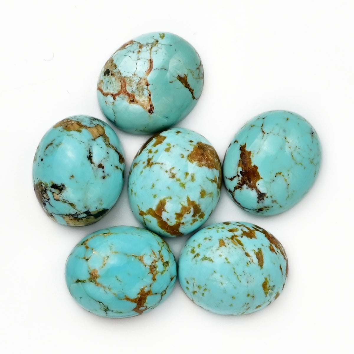 Kingman Turquoise Oval Cabochons | Blue Gemstone For Jewelry Making - 6 Pieces