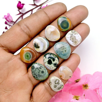 54.1 carats Ocean Jasper Cabochon Mix Shape  10x14mm - 14x16mm AA Grade Gemstone Parcel - Total 10 Pcs