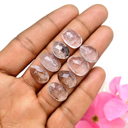 40.7cts Super Seven Rosecut 10x15mm - 10x13mm Freeform Shape AA Grade Loose Gemstone Strip - Total 8 pcs