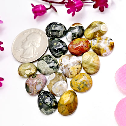 74.25carats Ocean Jasper Cabochon Freeform Shape 9x11mm - 12x15mm AA Grade Gemstone Parcel - Total 15 Pcs