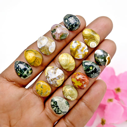 74.25carats Ocean Jasper Cabochon Freeform Shape 9x11mm - 12x15mm AA Grade Gemstone Parcel - Total 15 Pcs