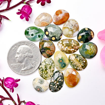 51.8carats Ocean Jasper Cabochon Freeform Shape 10x13mm - 9x16mm AA Grade Gemstone Parcel - Total 15 Pcs