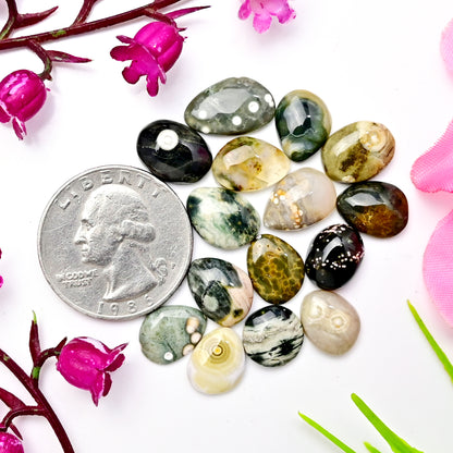 39.15carats Ocean Jasper Cabochon Freeform Shape 9x11mm - 9x14mm AA Grade Gemstone Parcel - Total 15 Pcs