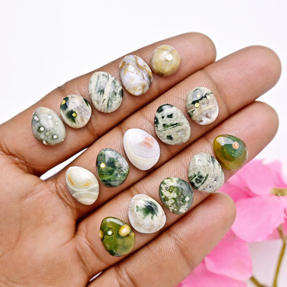 42.45carats Ocean Jasper Cabochon Freeform Shape 9x11mm - 9x14mm AA Grade Gemstone Parcel - Total 15 Pcs