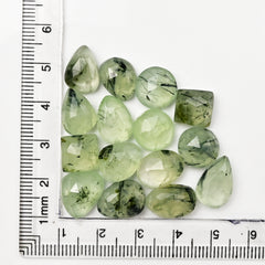Prehnite Rosecut Cabochons | Freeform Flat Back Gemstones for Jewelry Making - 15 Pieces