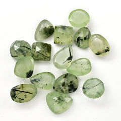 Prehnite Rosecut Cabochons | Freeform Flat Back Gemstones for Jewelry Making - 15 Pieces