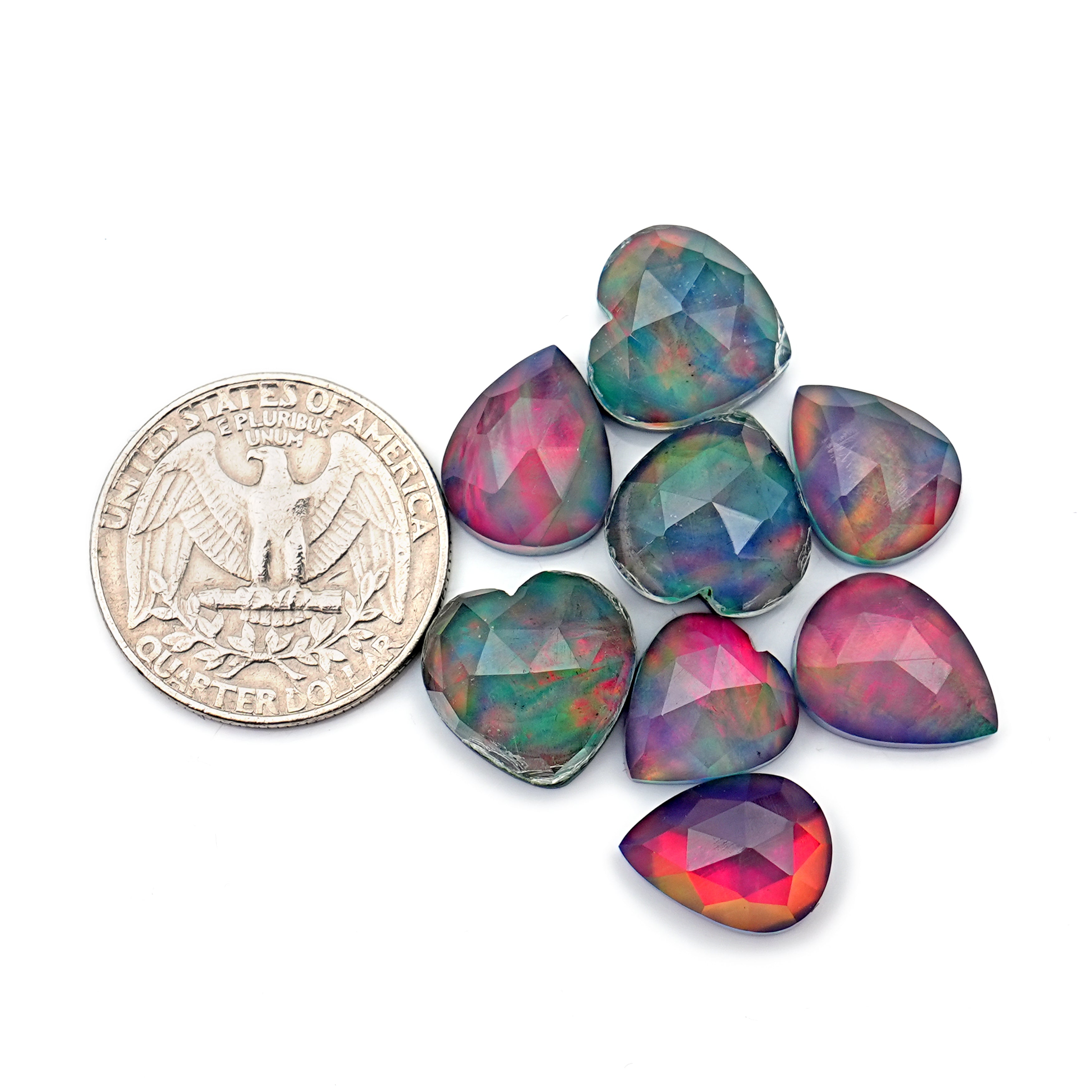 Aurora Opal Doublet Rosecut Cabochons | Mix-Shaped Gemstone for Statement Jewelry - 8 Pieces