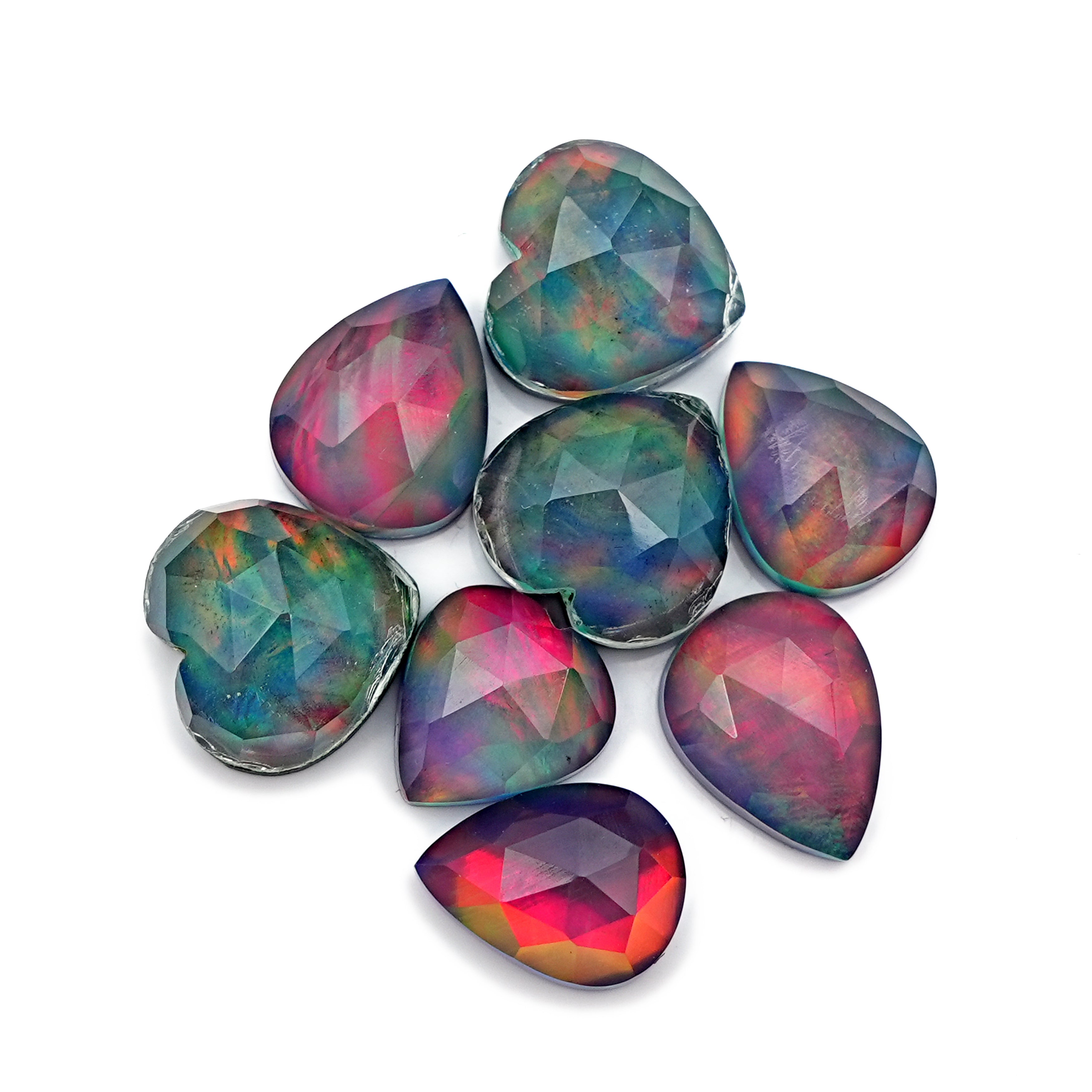 Aurora Opal Doublet Rosecut Cabochons | Mix-Shaped Gemstone for Statement Jewelry - 8 Pieces