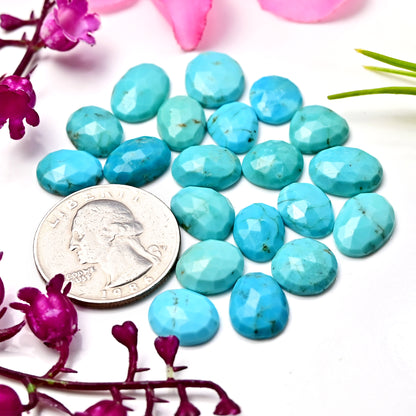 54.3cts Kingman Turquoise Rosecut Freeform shape 9x11 - 11x13mm AA Grade Gemstone Parcel - Total 20 pcs