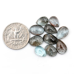 Moss Aquamarine Cabochons | Freefom Polished Gemstones for Jewelry Making - 10 Pieces