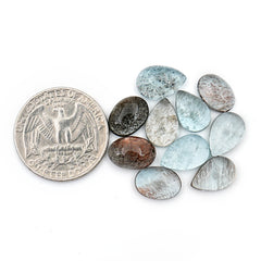 Moss Aquamarine Freeform Cabochons | Natural Blue-Green Gemstones for Jewelry Making - 10 Pieces