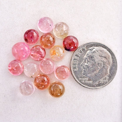 43 Karat Turmalin-Cabochons, 4 x 6 mm – 5 x 8 mm, Freiform, Edelsteinpaket der Güteklasse AA, insgesamt 43 Stück