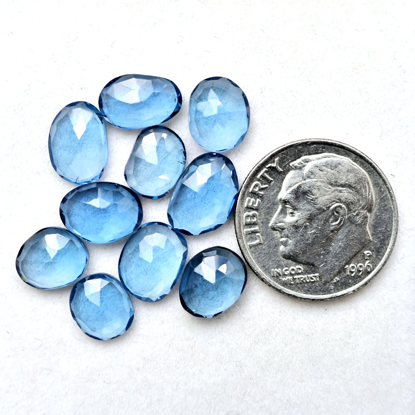 10pcs Natural London Blue Topaz Rosecut Cabochon 6x9mm - 7x10mm Free Form Shape Wholesale Lot Loose Gemstone For making Jewelry and Ring