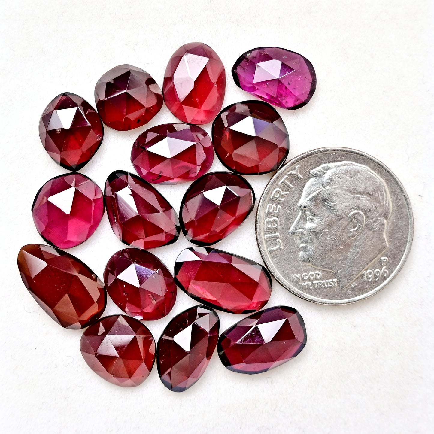 32.7cts Rhodolite Garnet Rosecut Cabochon Freeform Shape 6x11 - 7x12mm AA Grade Gemstone Parcel - Total 15 Pcs