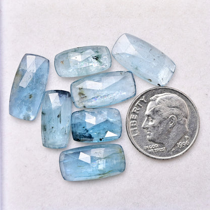 35,45 ct. Aquamarin-Kyanit, 6 x 12 mm, Rosenschliff, Baguetteform, Edelsteinklasse AA, Paket – insgesamt 15 Stück.