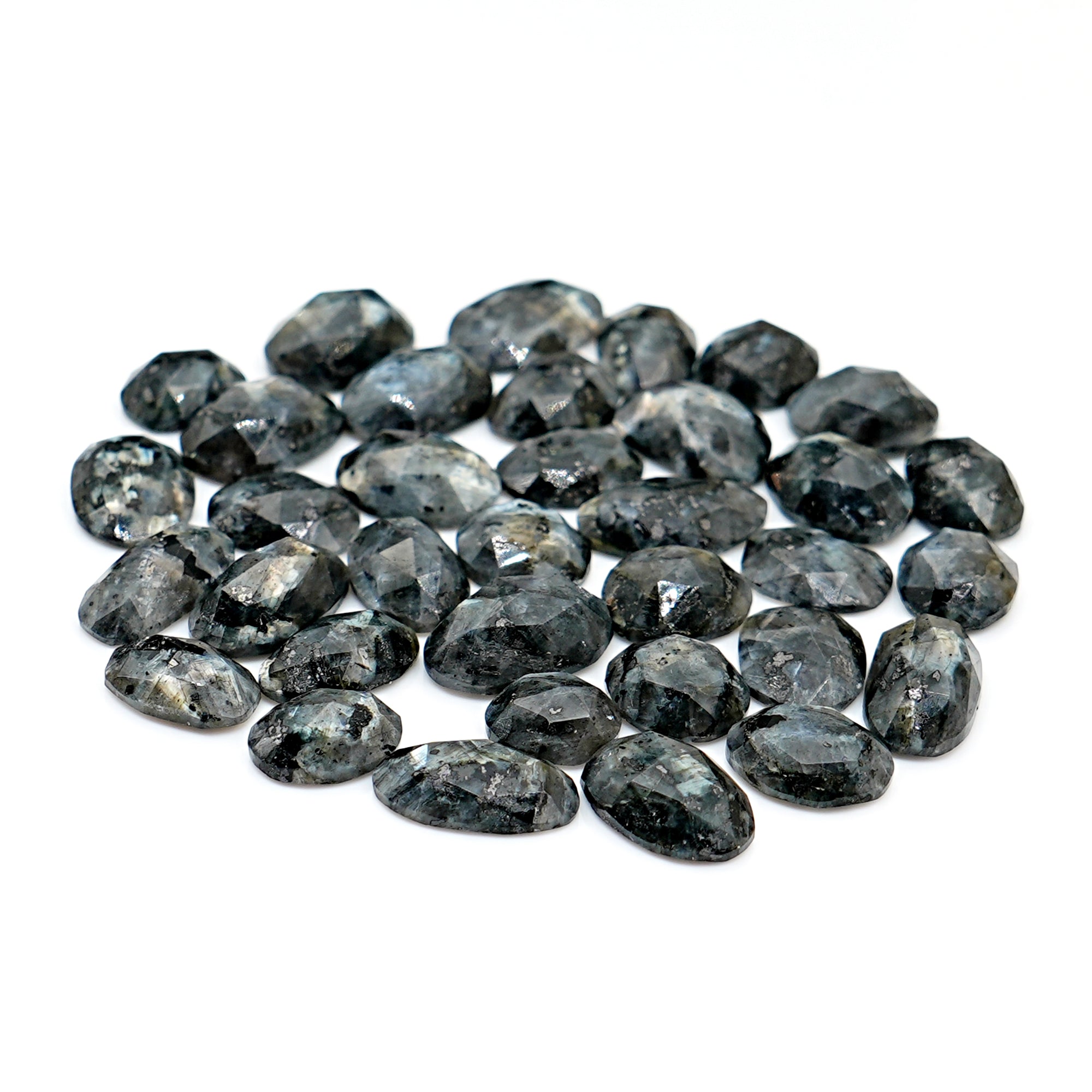 Freeform Larvikite Rose Cut Gemstones | Natural Labradorite Look Cabs for Jewelry