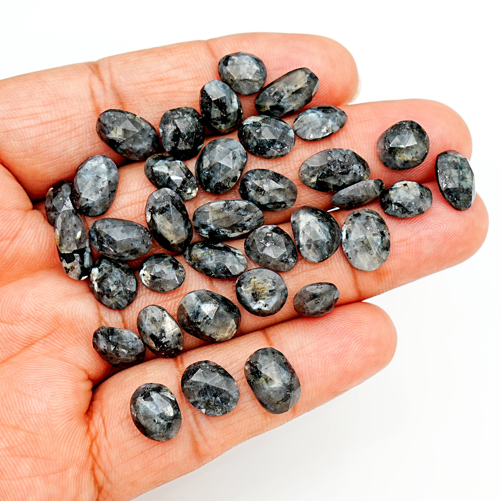 Freeform Larvikite Rose Cut Gemstones | Natural Labradorite Look Cabs for Jewelry