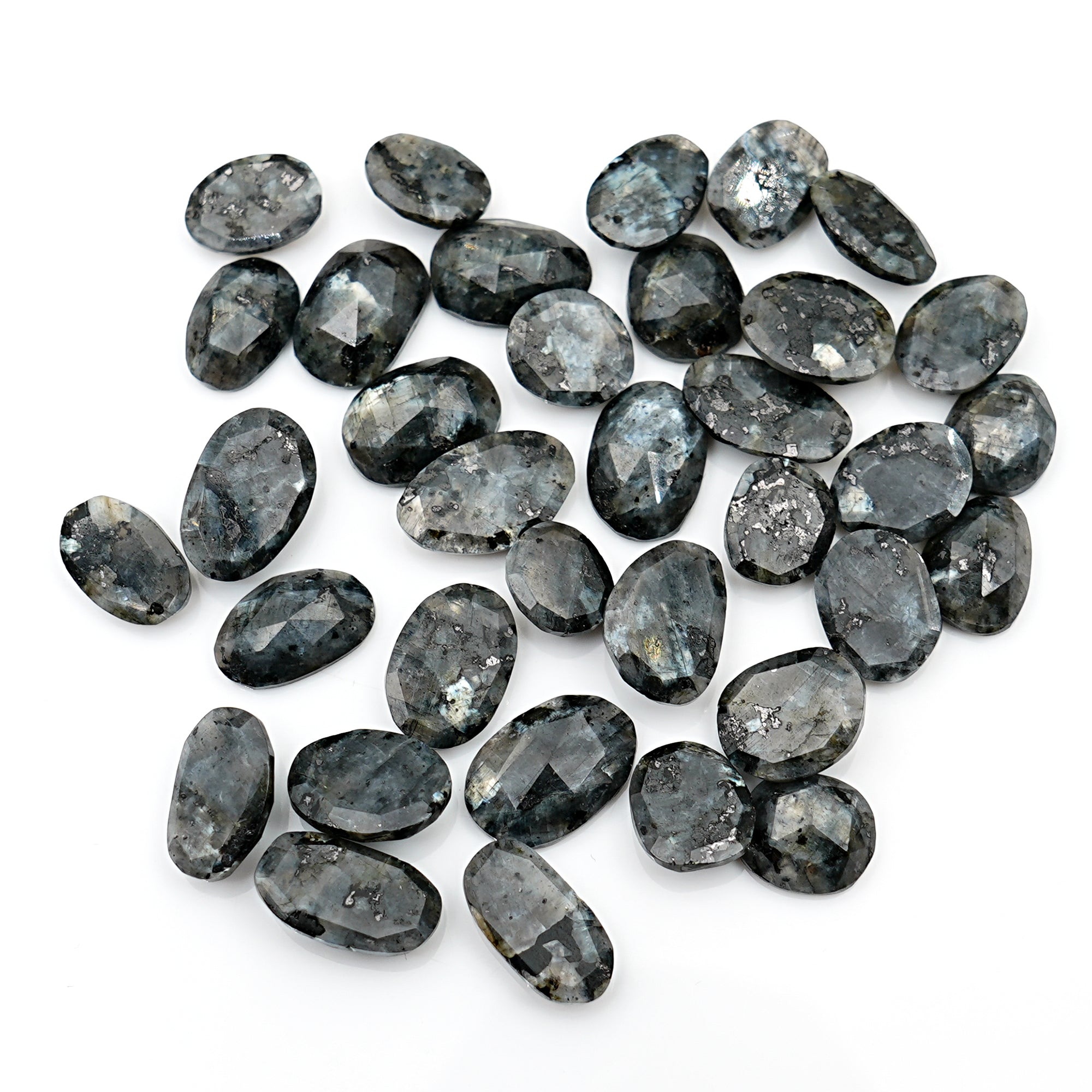 Freeform Larvikite Rose Cut Gemstones | Natural Labradorite Look Cabs for Jewelry