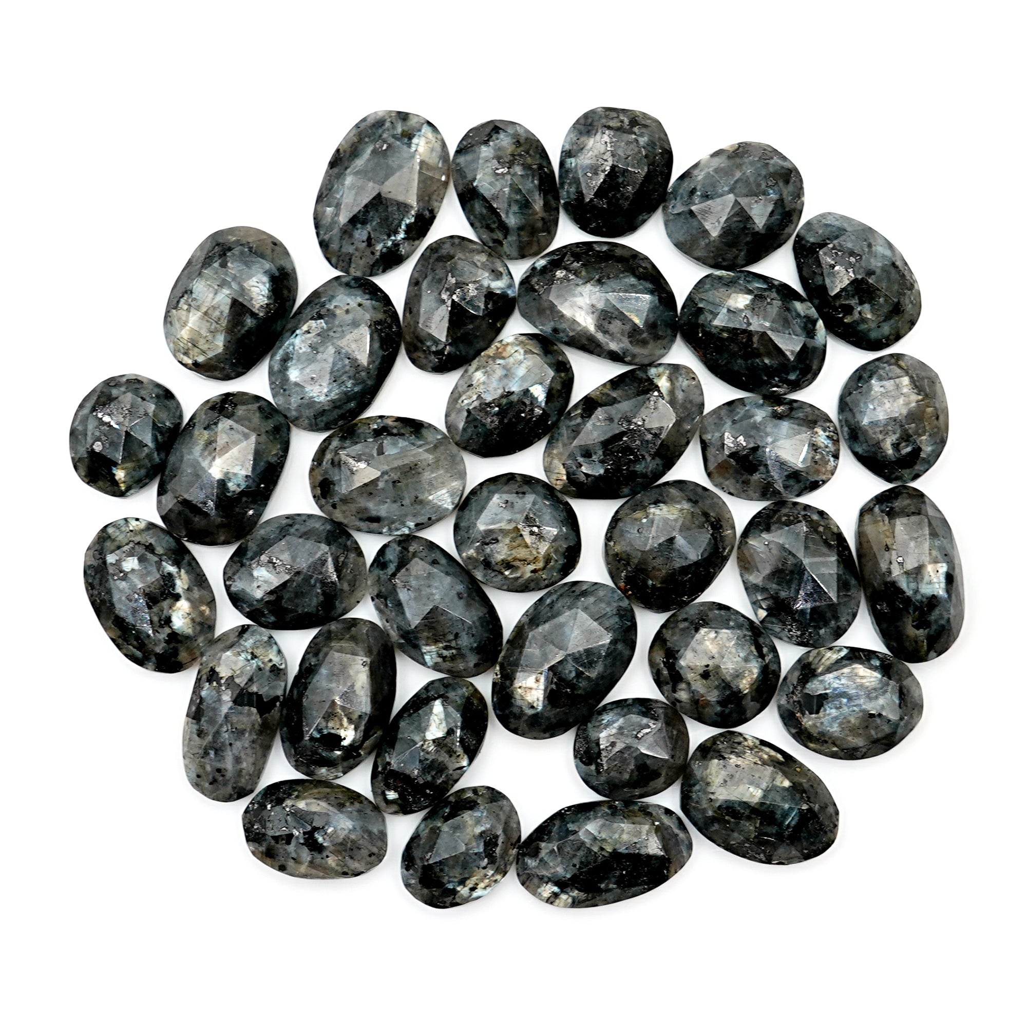 Freeform Larvikite Rose Cut Gemstones | Natural Labradorite Look Cabs for Jewelry