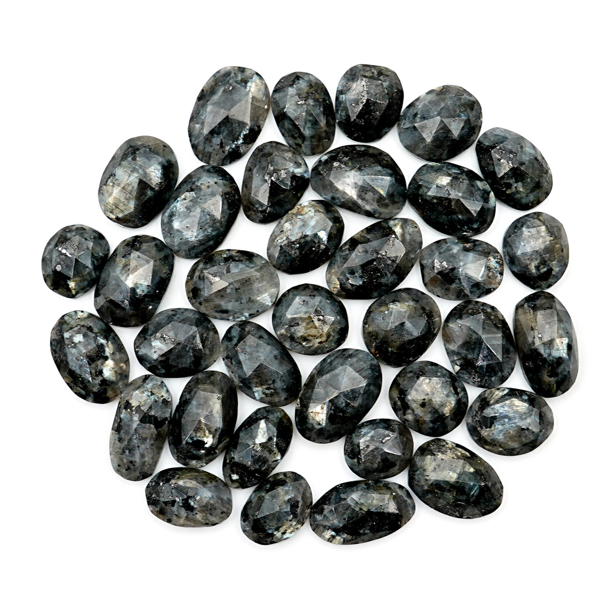 Freeform Larvikite Rose Cut Gemstones | Natural Labradorite Look Cabs for Jewelry