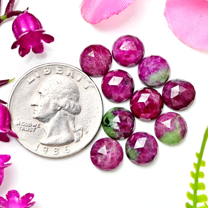 30.5cts Ruby Zoisite Rose Cut Round Shape  8X8mm AA Grade Gemstone Parcel - Total 10 Pcs