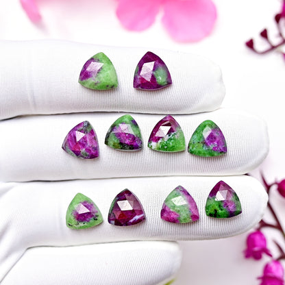 35.3cts Ruby Zoisite Rose Cut Trillian Shape 10X10mm AA Grade Gemstone Parcel - Total 10 Pcs