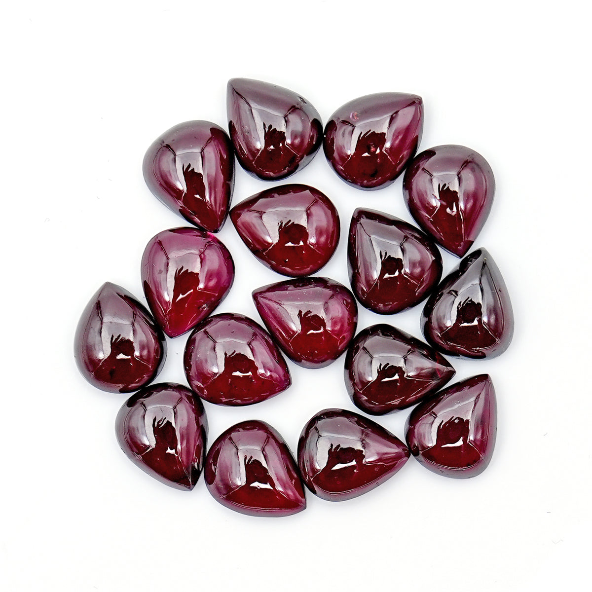 Almandine Garnet Gemstones | Deep Plum Pink Teardrop Smooth Cabochons - 16 Pieces