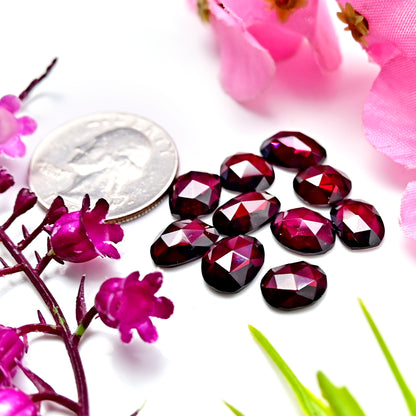 29.4cts Rhodolite Garnet Rosecut Cabochon Freeform Shape 7x11mm AA Grade Gemstone Parcel - Total 10Pcs