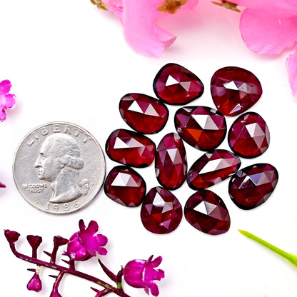 71.5cts Rhodolite Garnet Rosecut Cabochon Shape : Freeform Shape 11x14mm AA Grade Gemstone Parcel - Total 12Pcs