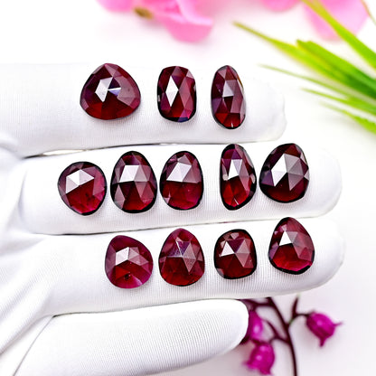 71.5cts Rhodolite Garnet Rosecut Cabochon Shape : Freeform Shape 11x14mm AA Grade Gemstone Parcel - Total 12Pcs