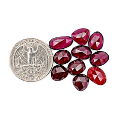 Rhodolite Garnet Rose Cut Cabochons | Deep Pink Freeform Gems For Jewelry Making - 10 Pieces