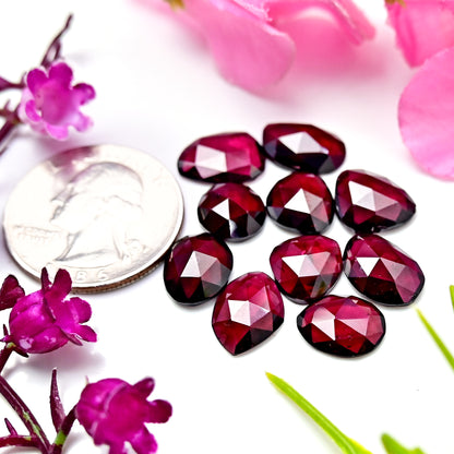 35.1cts Rhodolite Garnet Rosecut Cabochon Freeform Shape 10X13mm AA Grade Gemstone Parcel - Total 10 Pcs