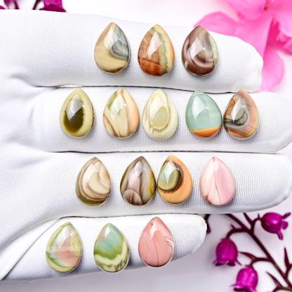 69cts Natural Imperial Jasper Smooth Cabochon Rare Crystal - Polished Gemstone 10x14mm Tear Drop Shape Flat Back Gemstone for making jewelry 15 pcs