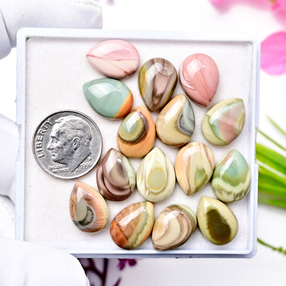 69cts Natural Imperial Jasper Smooth Cabochon Rare Crystal - Polished Gemstone 10x14mm Tear Drop Shape Flat Back Gemstone for making jewelry 15 pcs