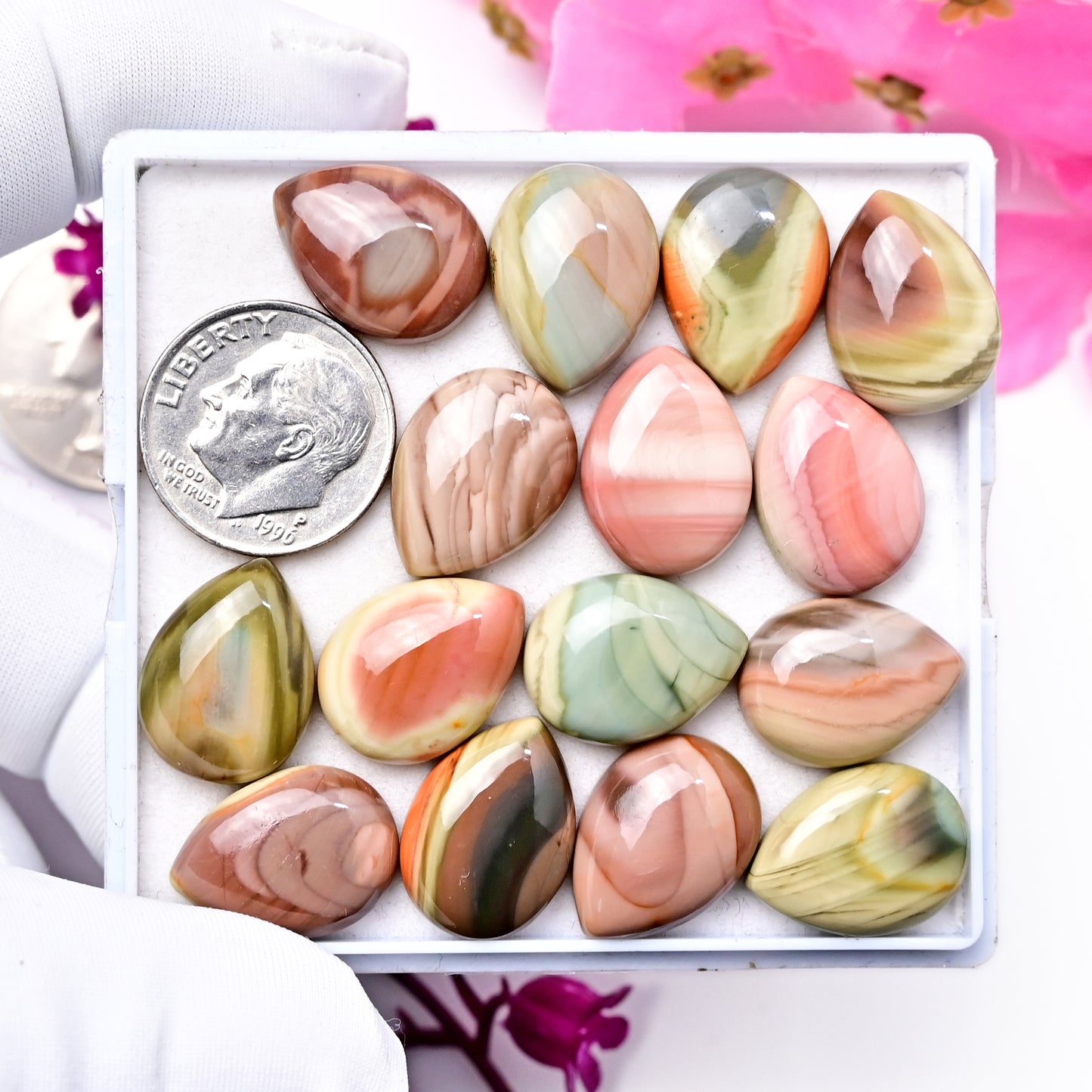 99.4cts Natural Imperial Jasper Smooth Cabochon Rare Crystal - Polished Gemstone 12X16mm Tear Drop Shape Flat Back Gemstone for making jewelry 15 pcs